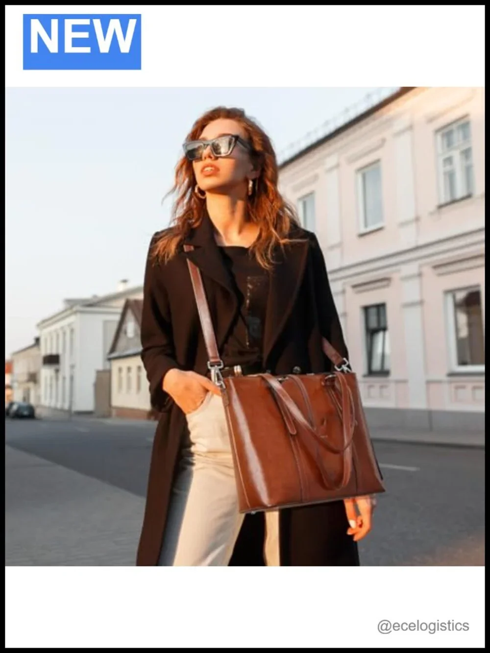 Genuine Leather Laptop Tote Bag 15.6 Inch Shoulder Handbag Women Work Travel